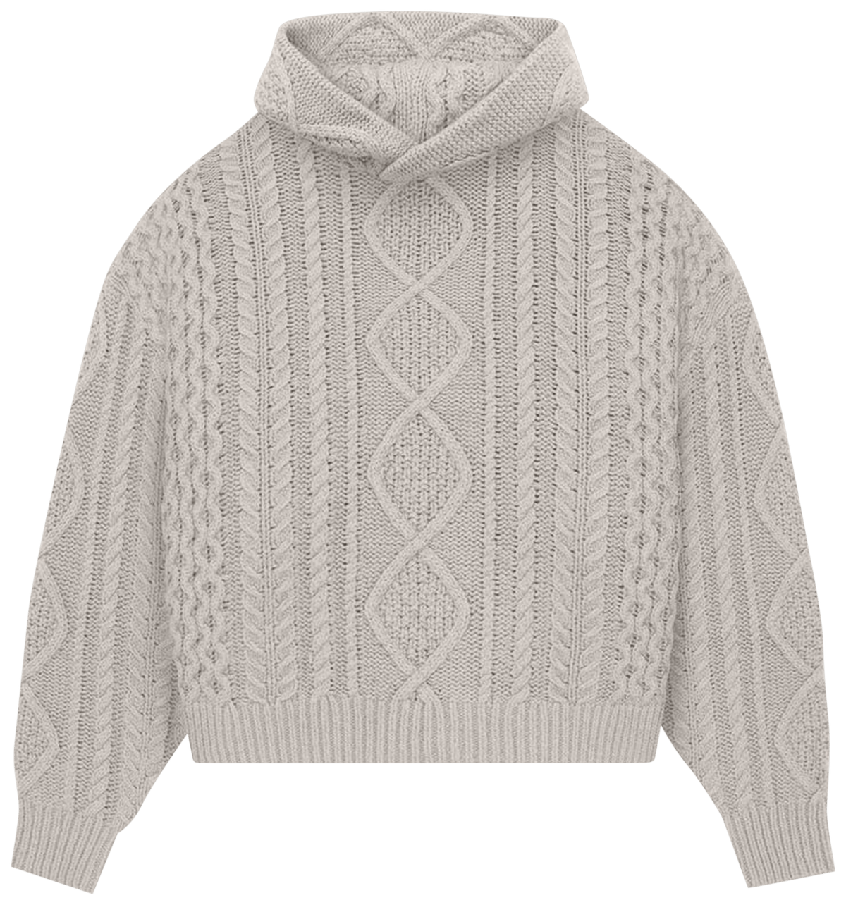Fear of God Essentials Cable Knit Hoodie Silver Cloud