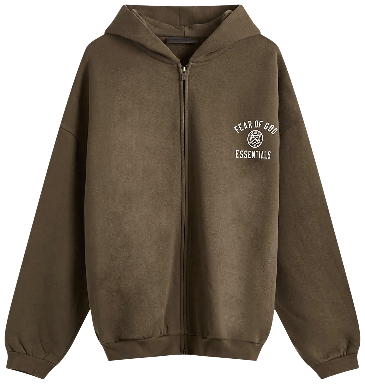 Fear of God Essentials Fleece Full Zip Hoodie Brown