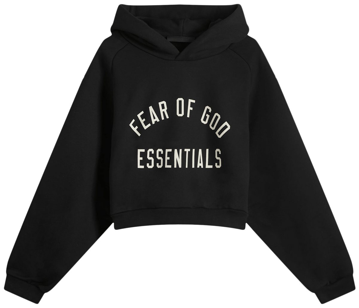 Fear of God Essentials Fleece Cropped Hoodie Black