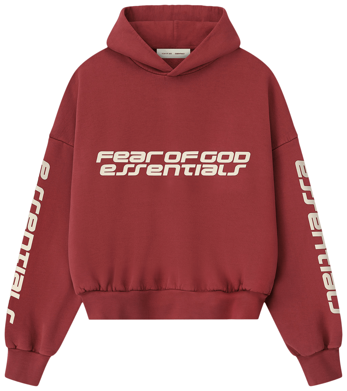 Fear of God Essentials Cropped Relaxed Hoodie Crimson