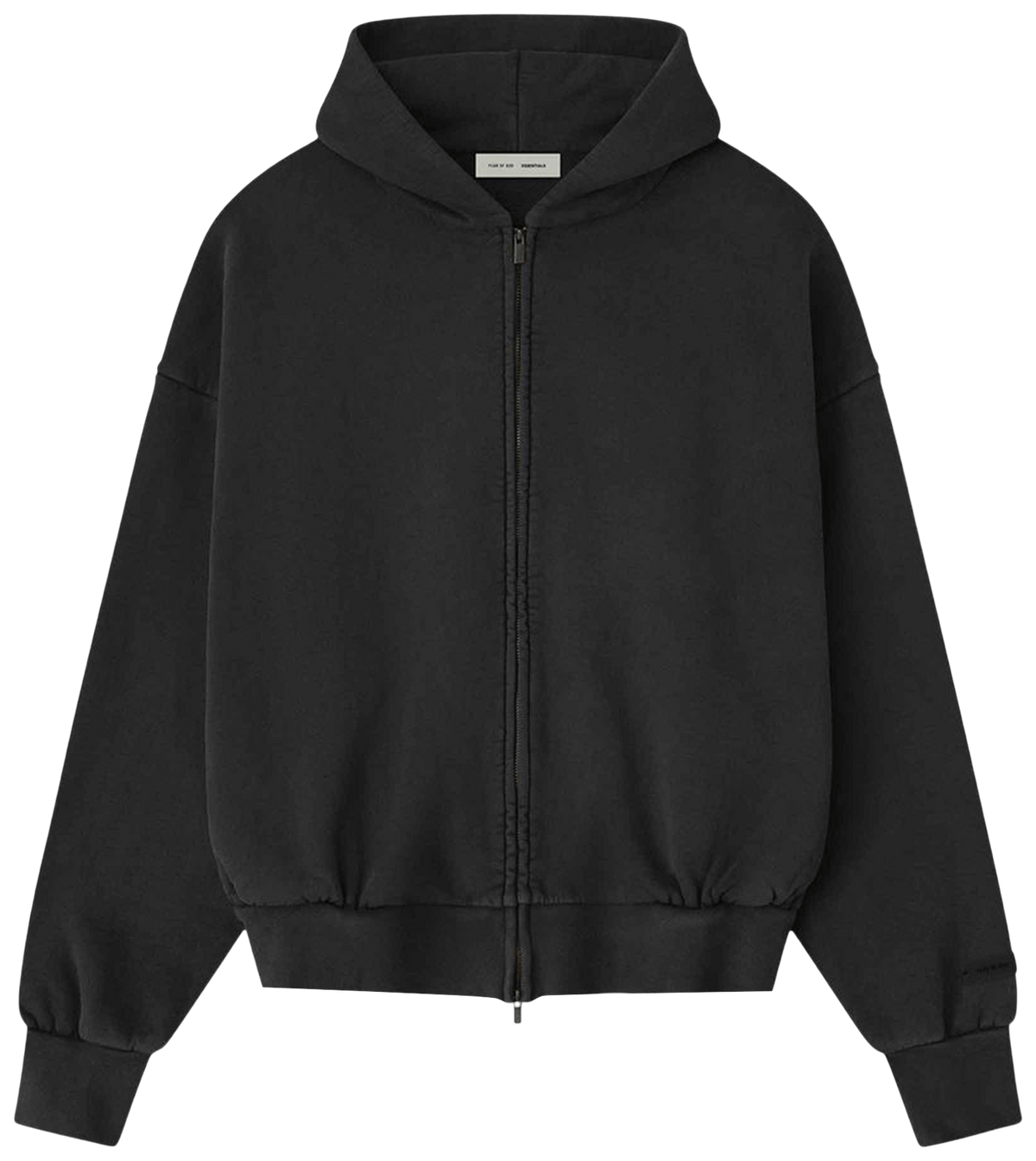 Fear of God Essentials Embroidered Classic Full Zip Hoodie Vintage Black