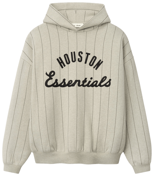Fear of God Essentials Astros Sport Hoodie Heather Stone W Black Pinstripes