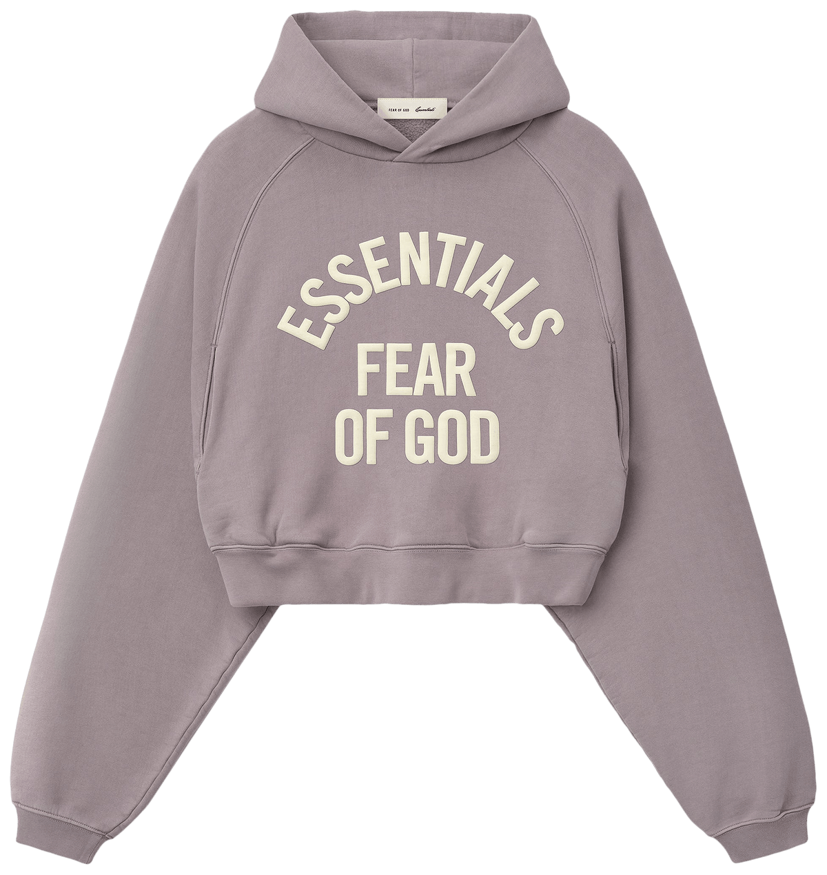 Fear of God Essentials Campus 90s Cropped Raglan Hoodie Faded Mauve