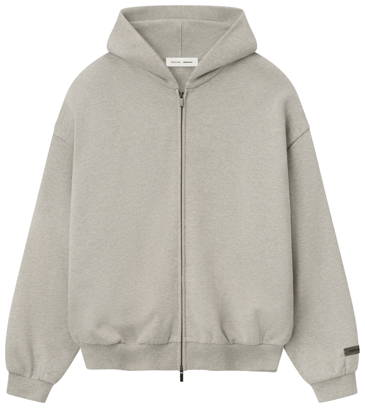 Fear of God Essentials Embossed 90s Fit Fleece Zip Up Hoodie Warm Heather