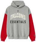 Fear of God Essentials Falcons Sport Hoodie Concrete Heather Red
