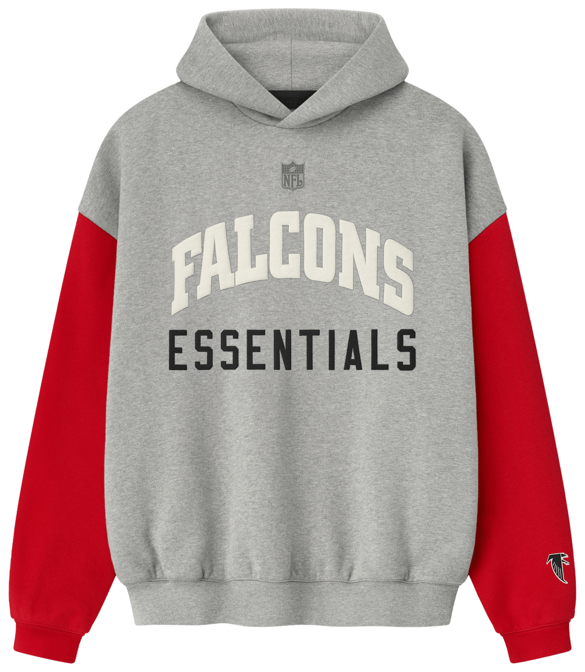 Fear of God Essentials Falcons Sport Hoodie Concrete Heather Red