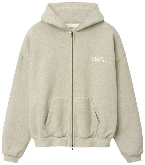 Fear of God Essentials 90s Zip Up Hoodie Washed Vanilla Heather