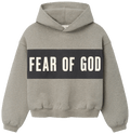 Fear of God Essentials Cropped Relaxed Panelled Hoodie Seal HeatherIron Grey