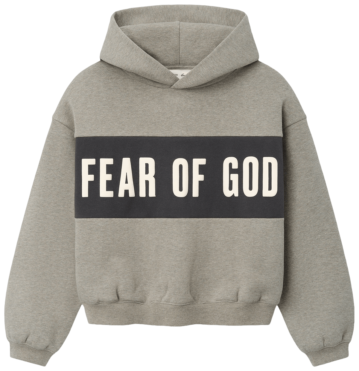 Fear of God Essentials Cropped Relaxed Panelled Hoodie Seal HeatherIron Grey
