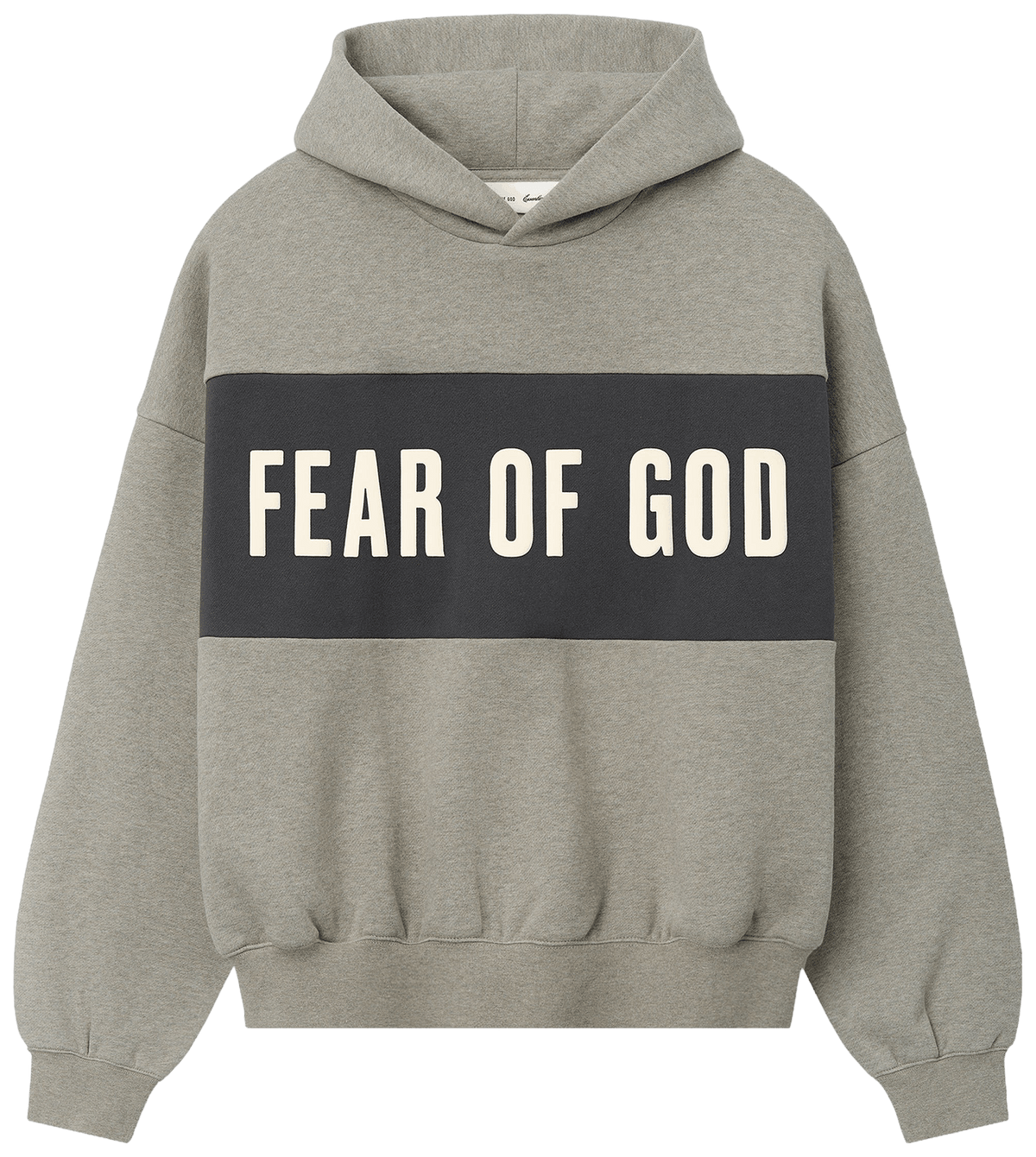 Fear of God Essentials Cropped Relaxed Panelled Hoodie Seal HeatherIron Grey