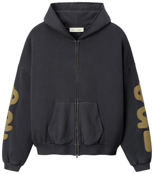 Fear of God Essentials 90s Zip Up Hoodie Washed Iron Grey