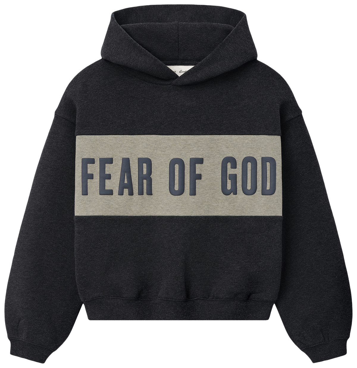 Fear of God Essentials Cropped Relaxed Panelled Hoodie Iron Grey HeatherSeal Heather