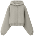 Fear of God Essentials Embossed Cropped Zip Up Hoodie Warm Heather
