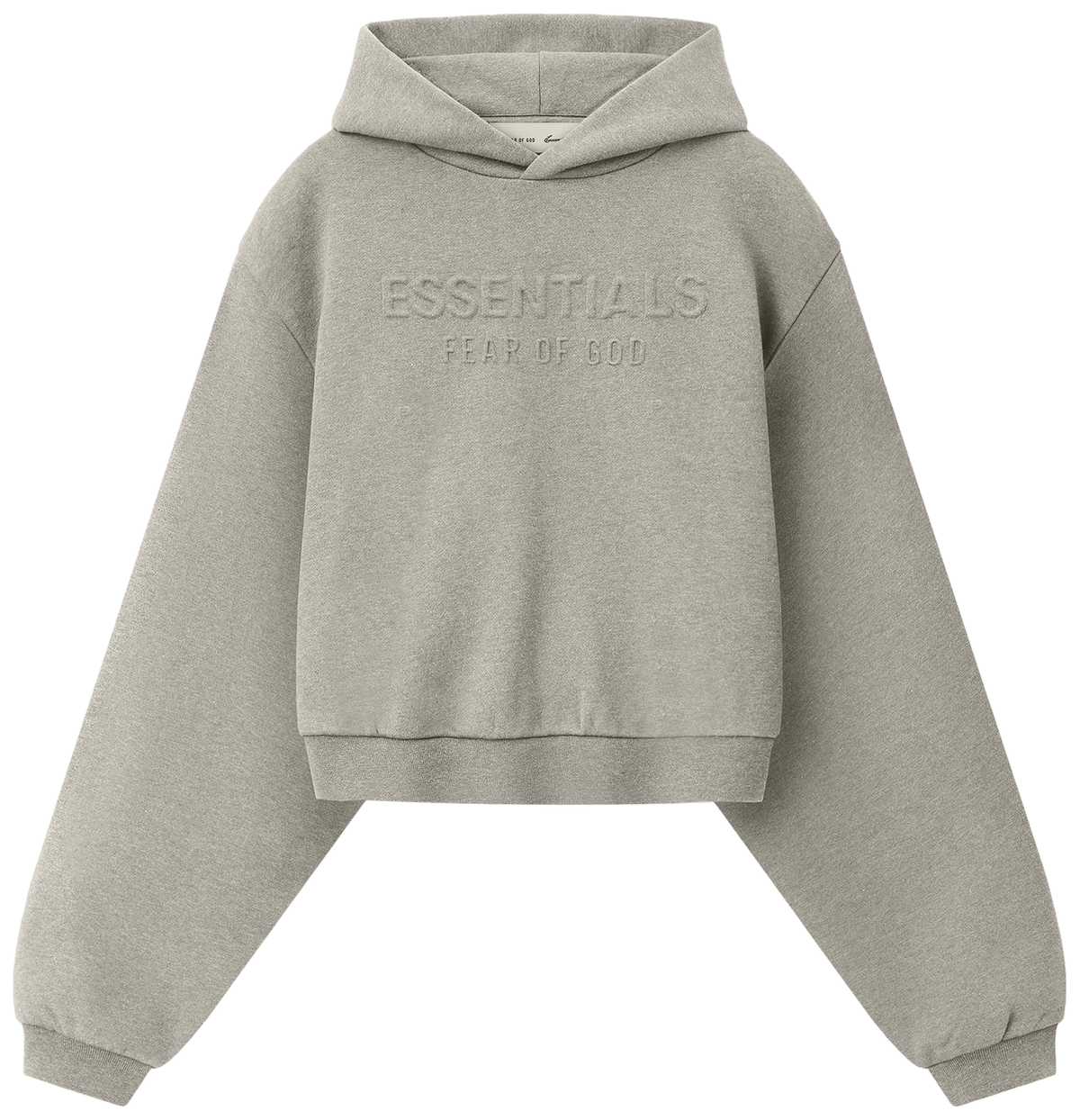 Fear of God Essentials Embossed Modern Cropped Hoodie Warm Heather